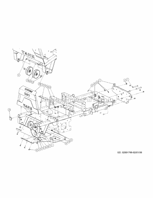 Frame Assembly 72-Inch Diagram and Parts List for M72-KW 53BB5GFZ750 Cub Cadet Sprayer